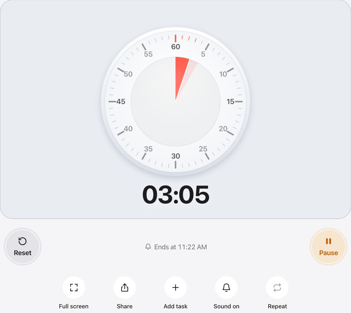 Classroom Timer running, with the time left shown as a shape