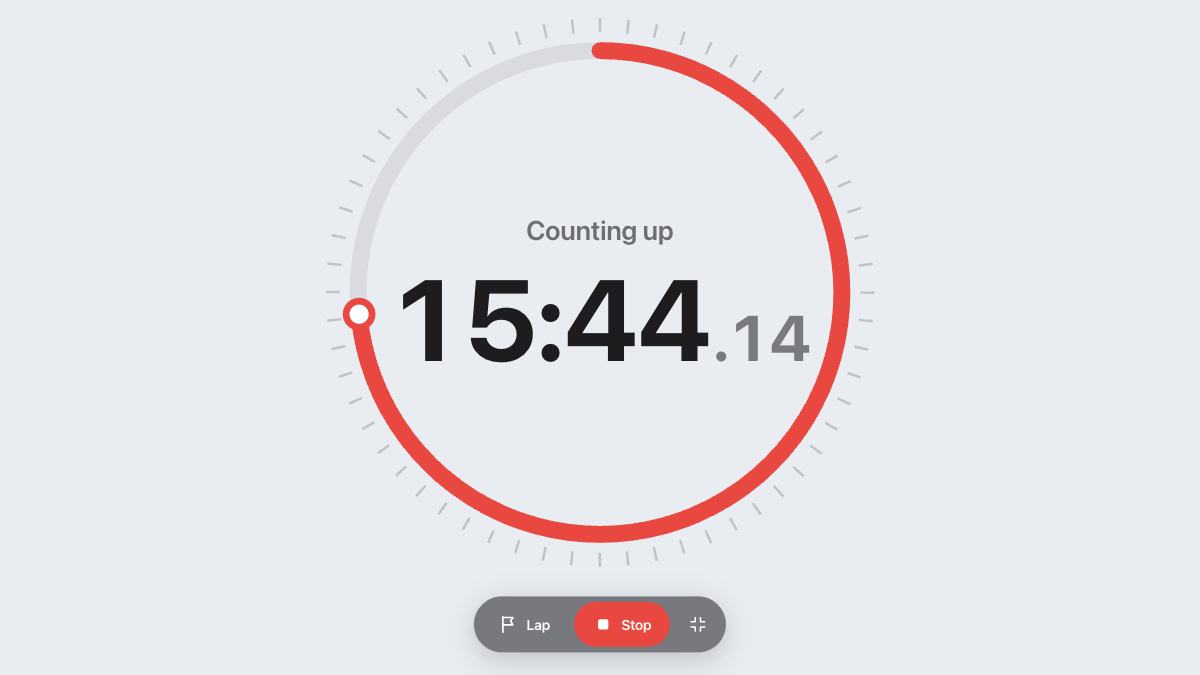 Count up timer in full screen