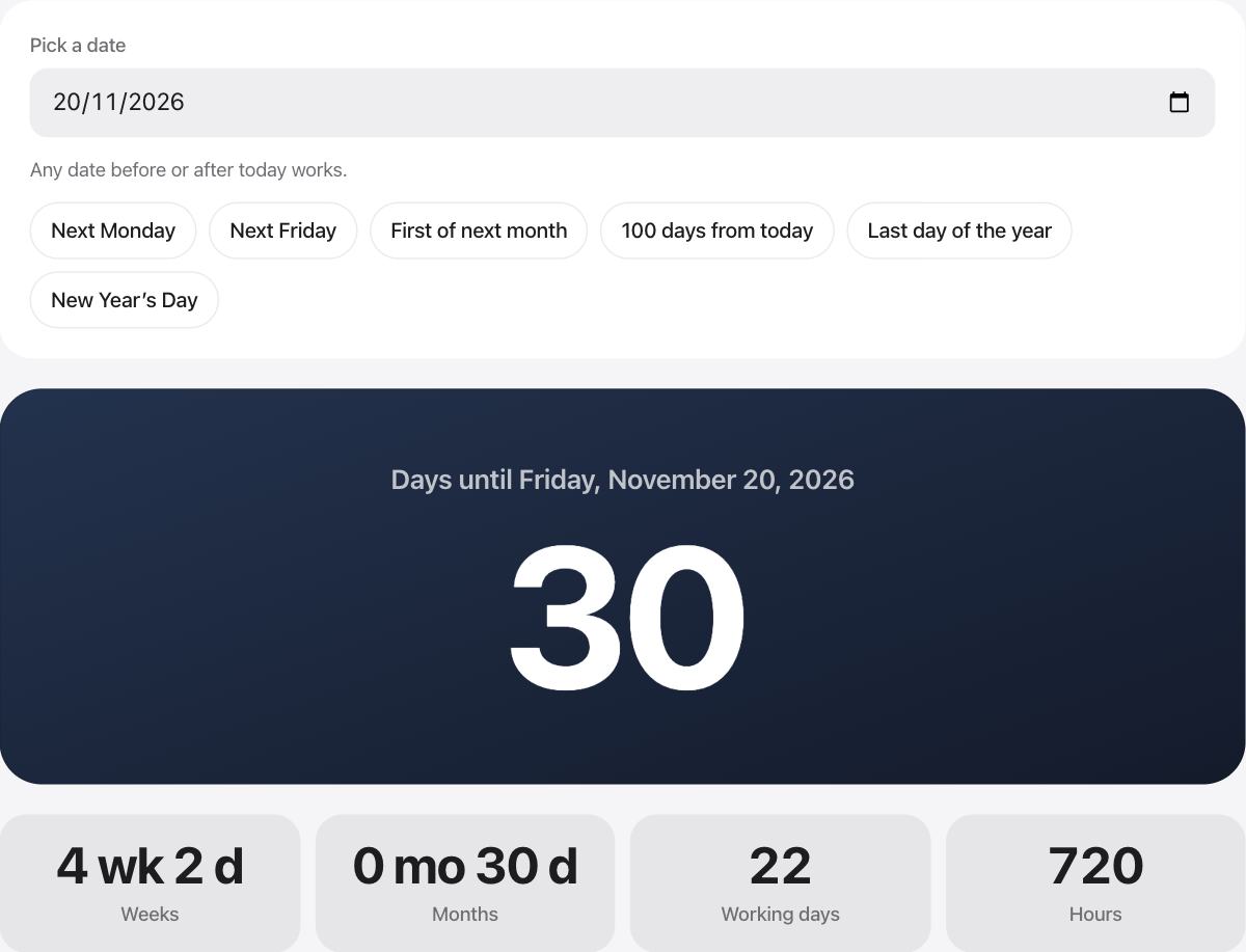 How many days until…?