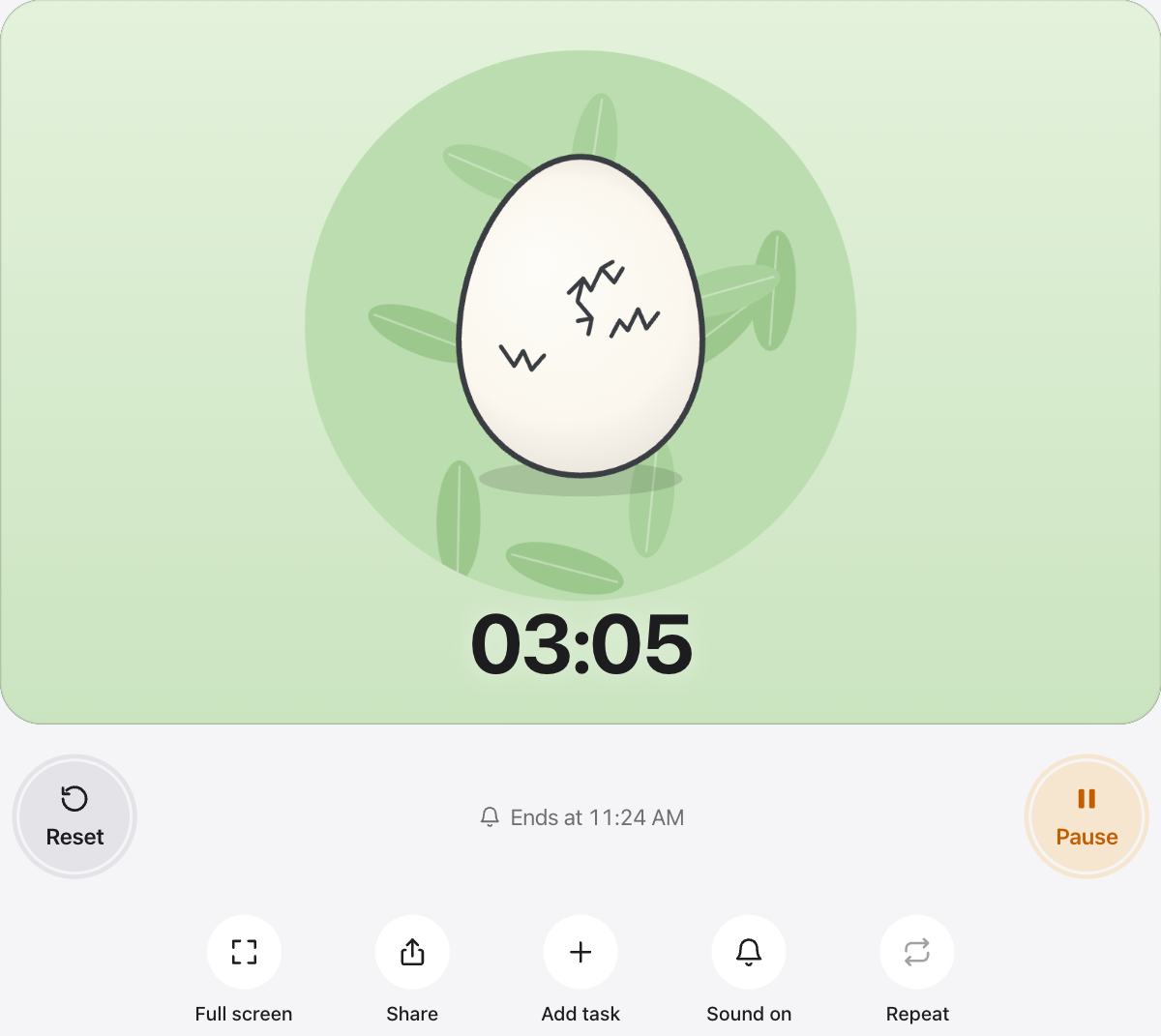 Fun Timers running, with the time left shown as a shape