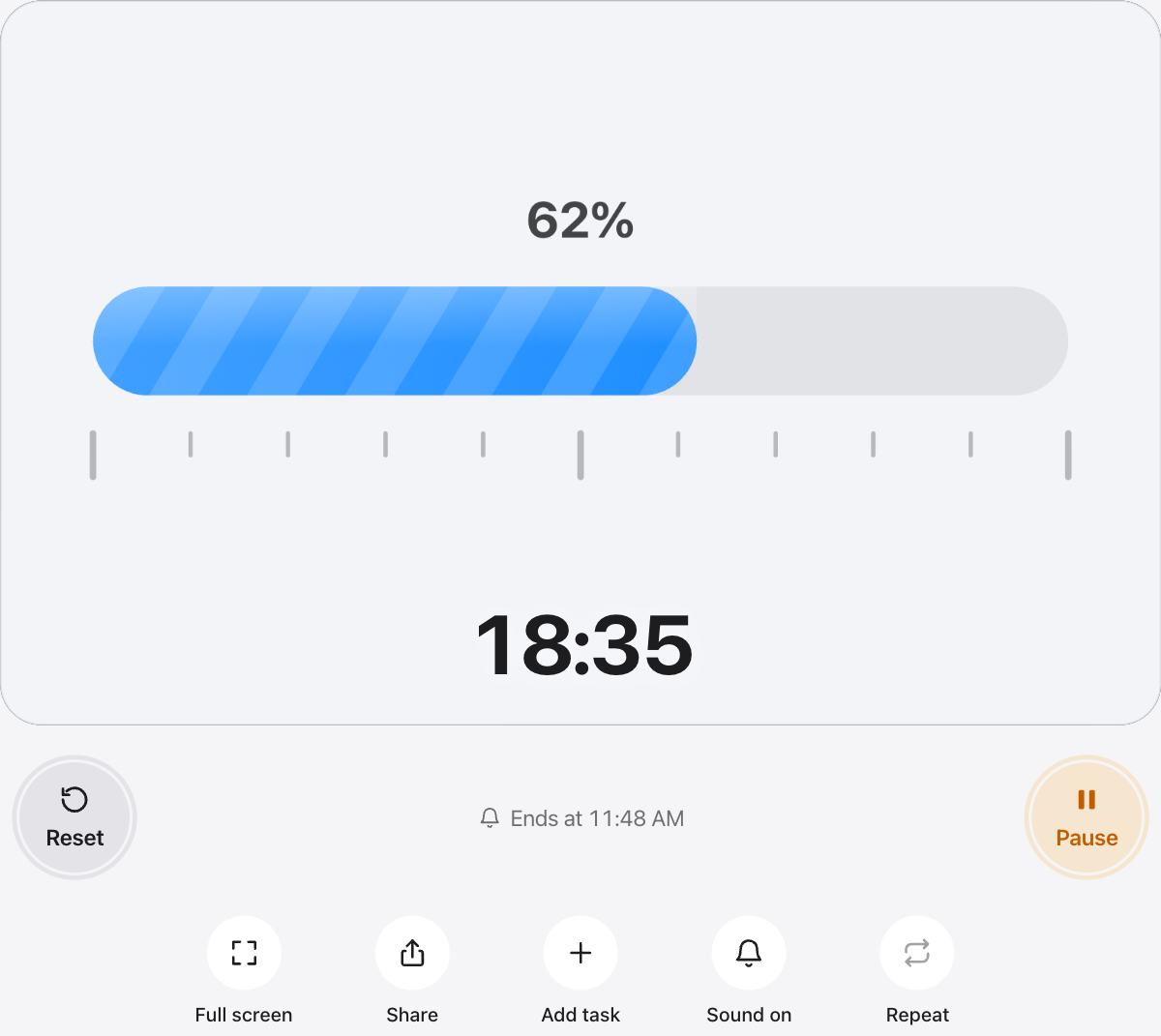 Meeting Timer running, with the time left shown as a shape