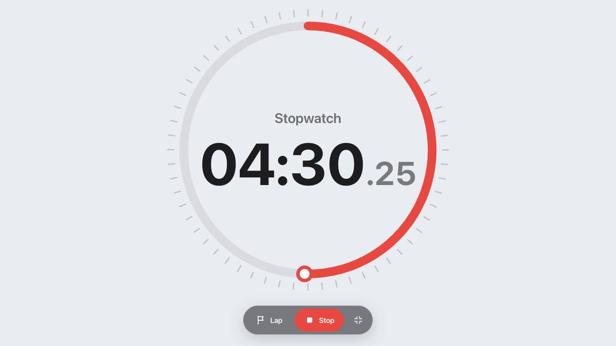 Online stopwatch in full screen