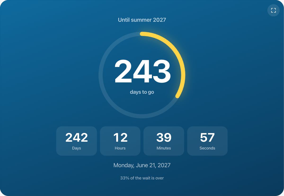 How many days until summer? with the days, hours, minutes and seconds left