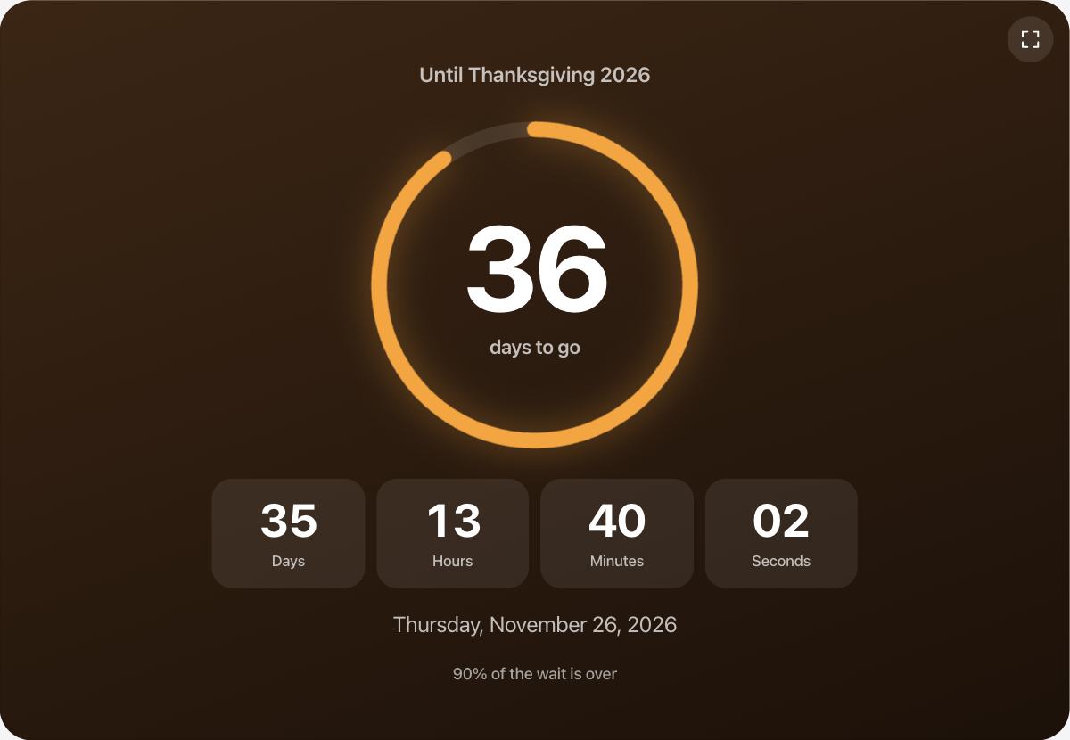 How many days until Thanksgiving? with the days, hours, minutes and seconds left
